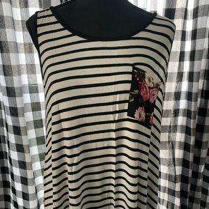 Striped floral tank